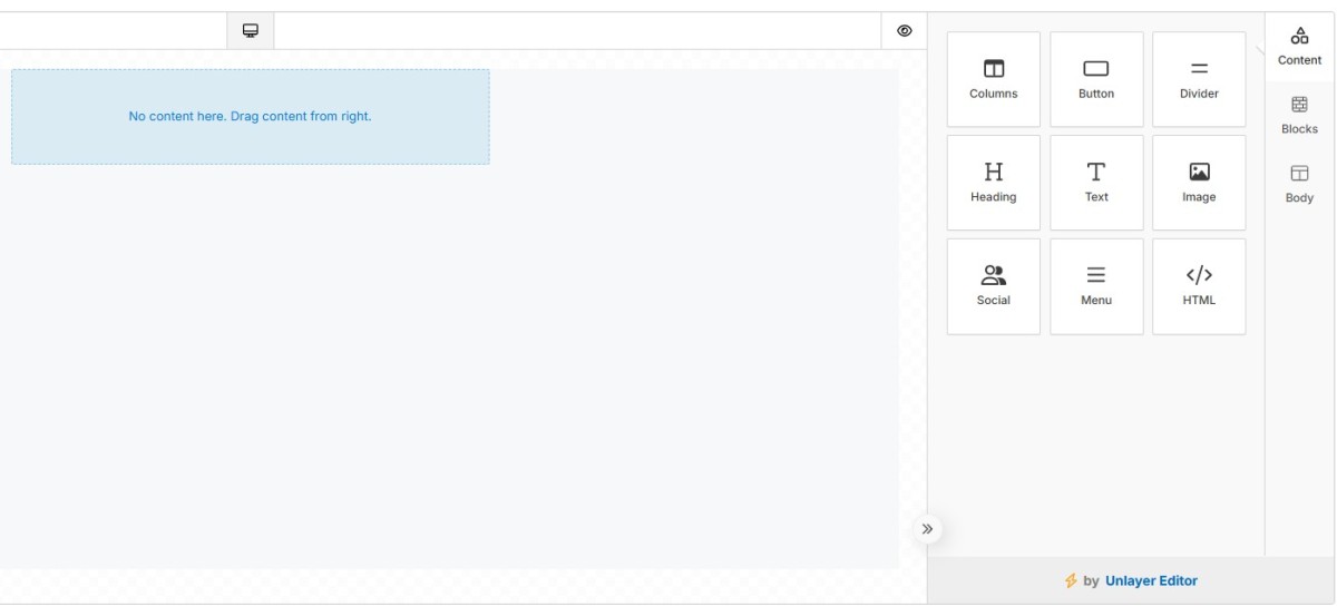 Unlayer Interface